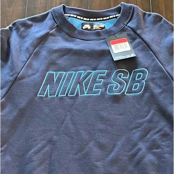 2015 NWT NIKE SB DRI-FIT SKATEBOARDING NAVY BLUE CREWNECK SWEATSHIRT MEN’S LARGE - Picture 2 of 11